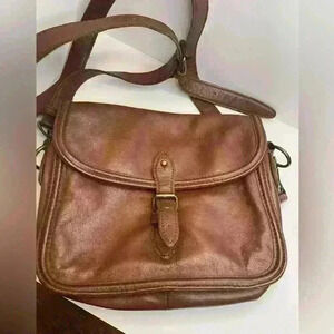 Diesel Black Gold Brown Leather Saddle Bag Crossbody EUC